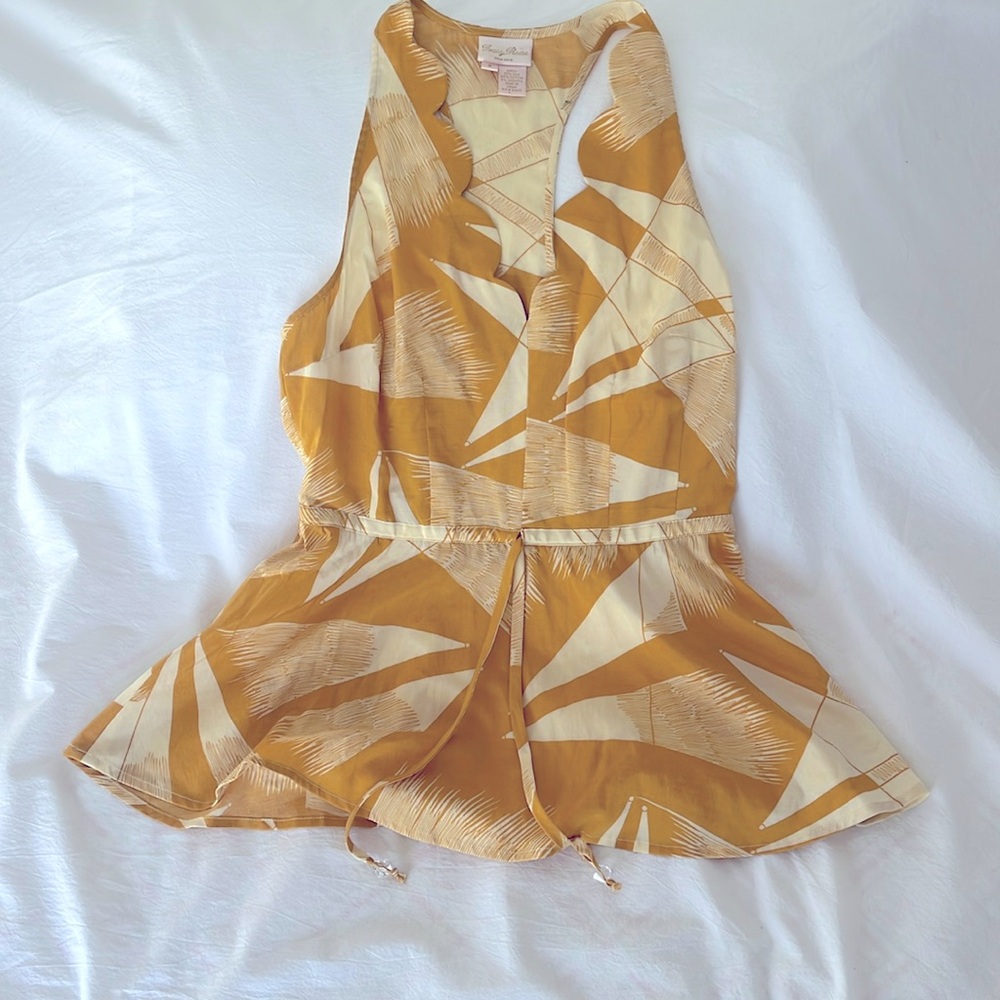 Tracey Reese new york gold and cream sleeveless blouse